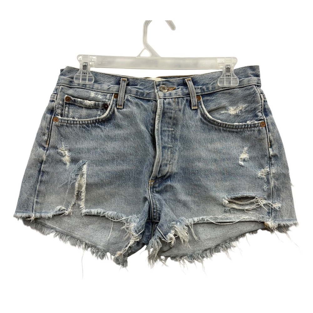 AGOLDE Parker Women's Denim Shorts‎ Distressed Frayed Hem Button Fly Size 26